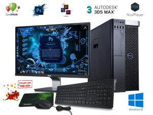 Dell Precision T7810 : Chip Xeon E5-2680 V4 (2 Cpu ) + 32 Gb + SSD 512 Gb + Vga 1660 6 Gb + Màn Hình 24 inch