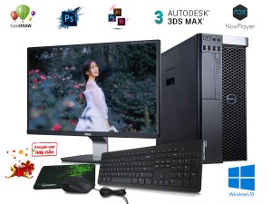 Dell Precision T7810 : Chip Xeon E5-2680 V4 (2 Cpu ) + 32 Gb + SSD 512 Gb + Vga RTX 3050 8 Gb + Màn Hình 24 inch